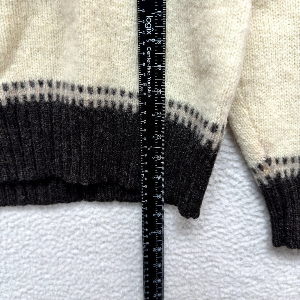 80s 90s Vintage Woolrich Wool Sweater M Medium Womens Ivory Nordic Fair Isle - Picture 5 of 6